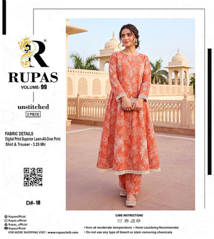 RUPAS, Digital Printed Lawn, Shirt & Trouser