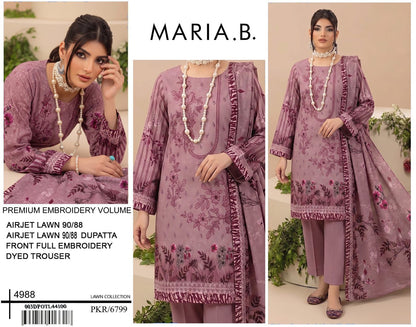 MARIA.B digital printed and Front head embroidered Lawn, new arrival