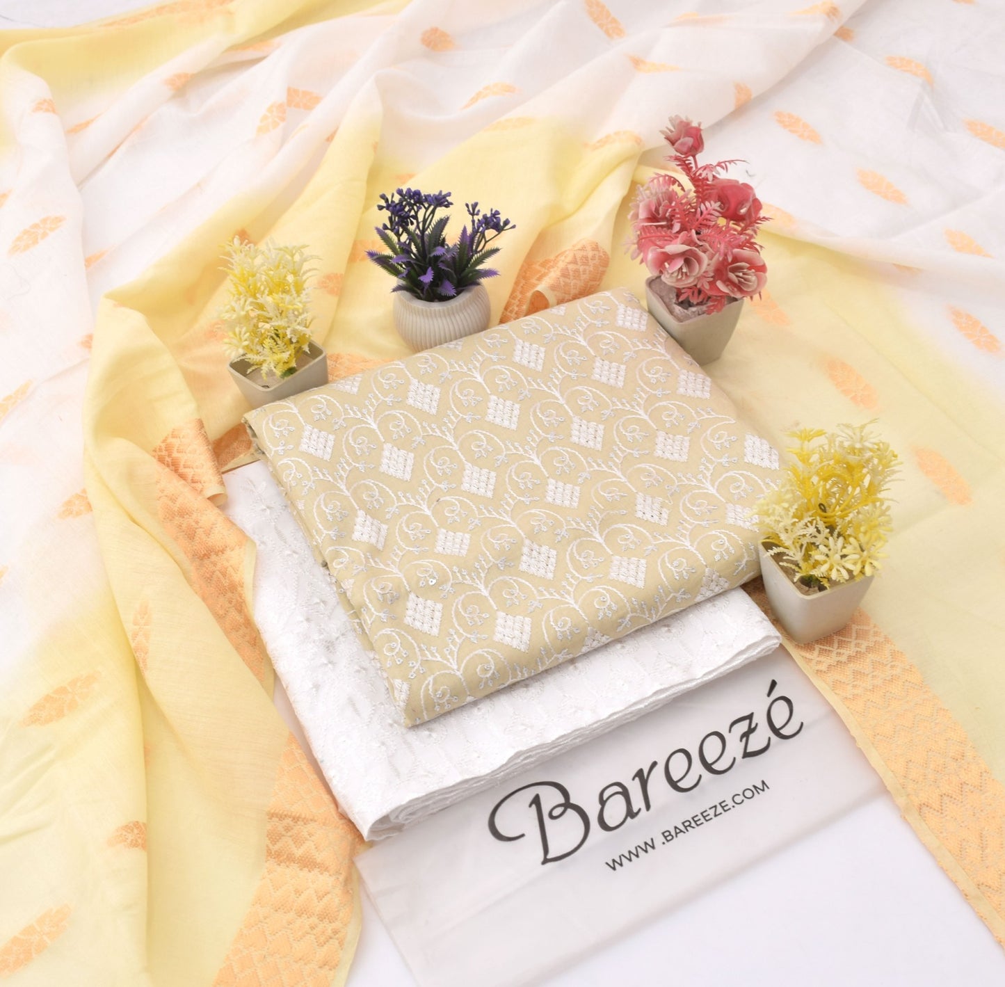 Bareezè, Lawn 2026, Dorya cotton,3pcs,embroidered 36 color's