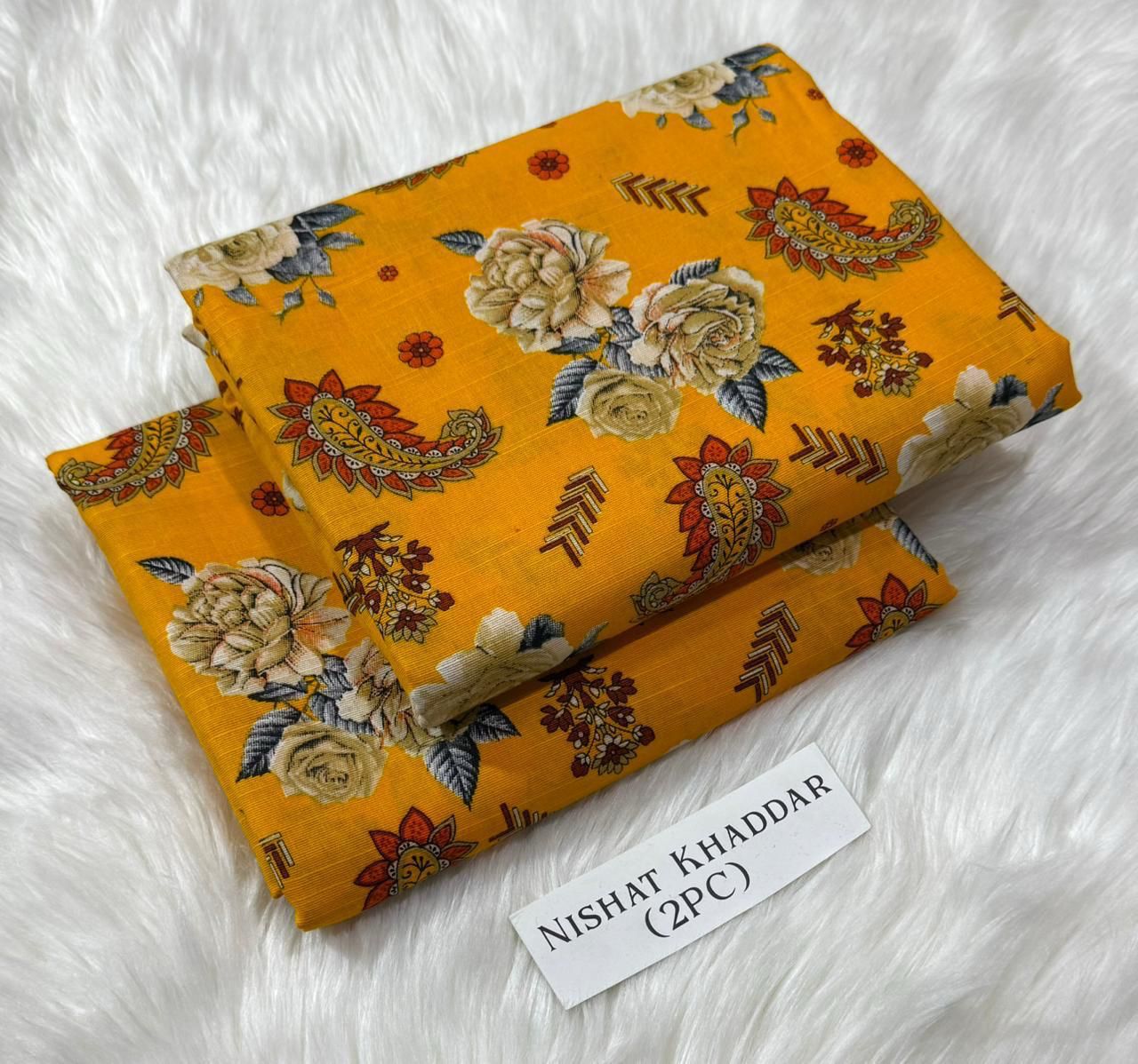 Ladies winter collection printed Karandi (Dupatta, shirt, trouser, 3Pcs)