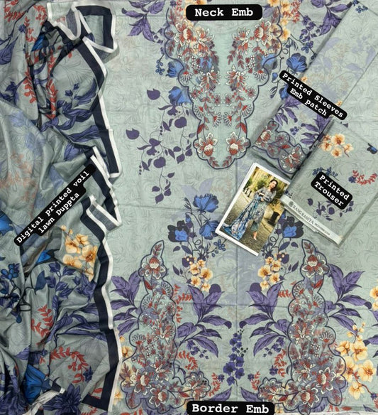 Rang Rasiya, 03PCS unstitched dress, lawn 90/88*