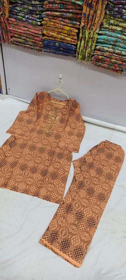 Arabic Lawn, with peach block 2Pcs