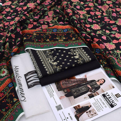 Mausummery,digital lawn shirt, plain dyed trouser,lawn dupatta