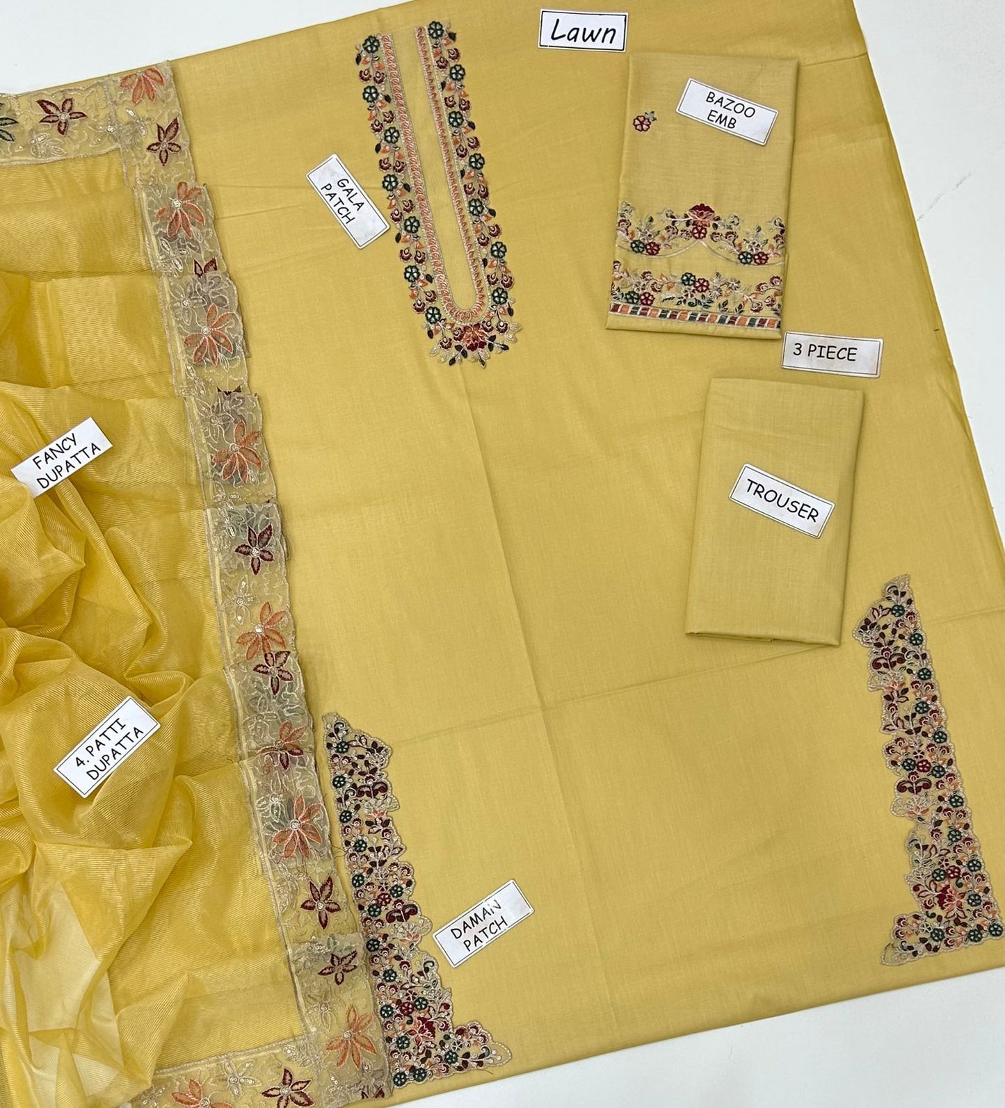 Iznik, 03PCS UNSTITCHED SUIT,lawn90/88*