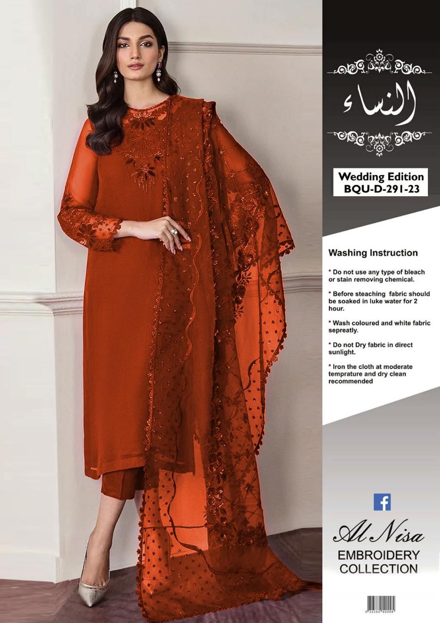Baroque- chiffon embriodred Neck Patch & Chiffon Sleeves