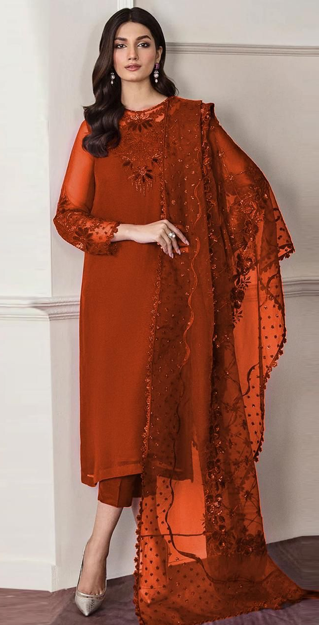 Baroque- chiffon embriodred Neck Patch & Chiffon Sleeves