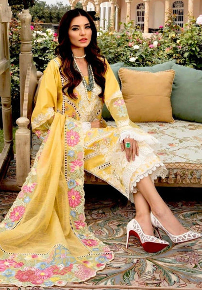 CRIMSON,03 PCS unstitched partywear*Lawn 90/88*