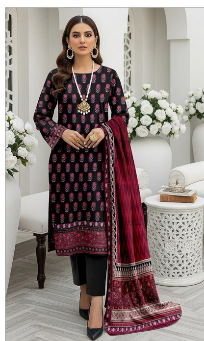 Mausummery,digital lawn shirt, plain dyed trouser,lawn dupatta