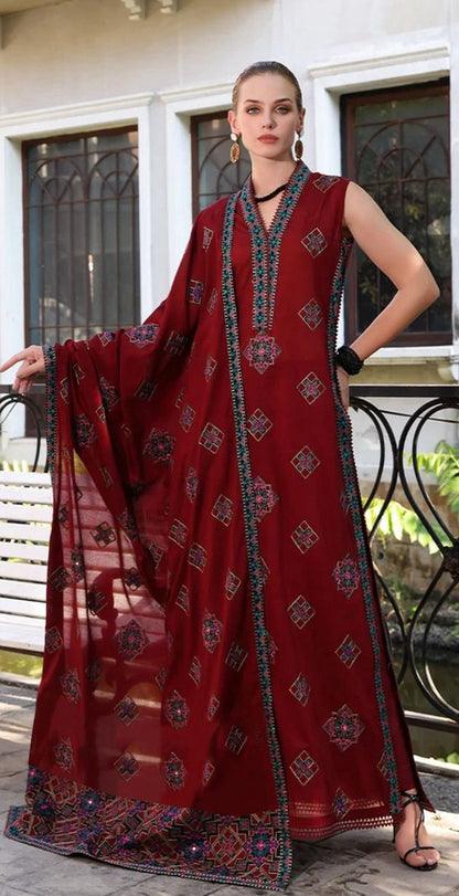 Bareezè, Fine Quality Lawn with Chiffon Emb Dopatta,3 Pcs Suit