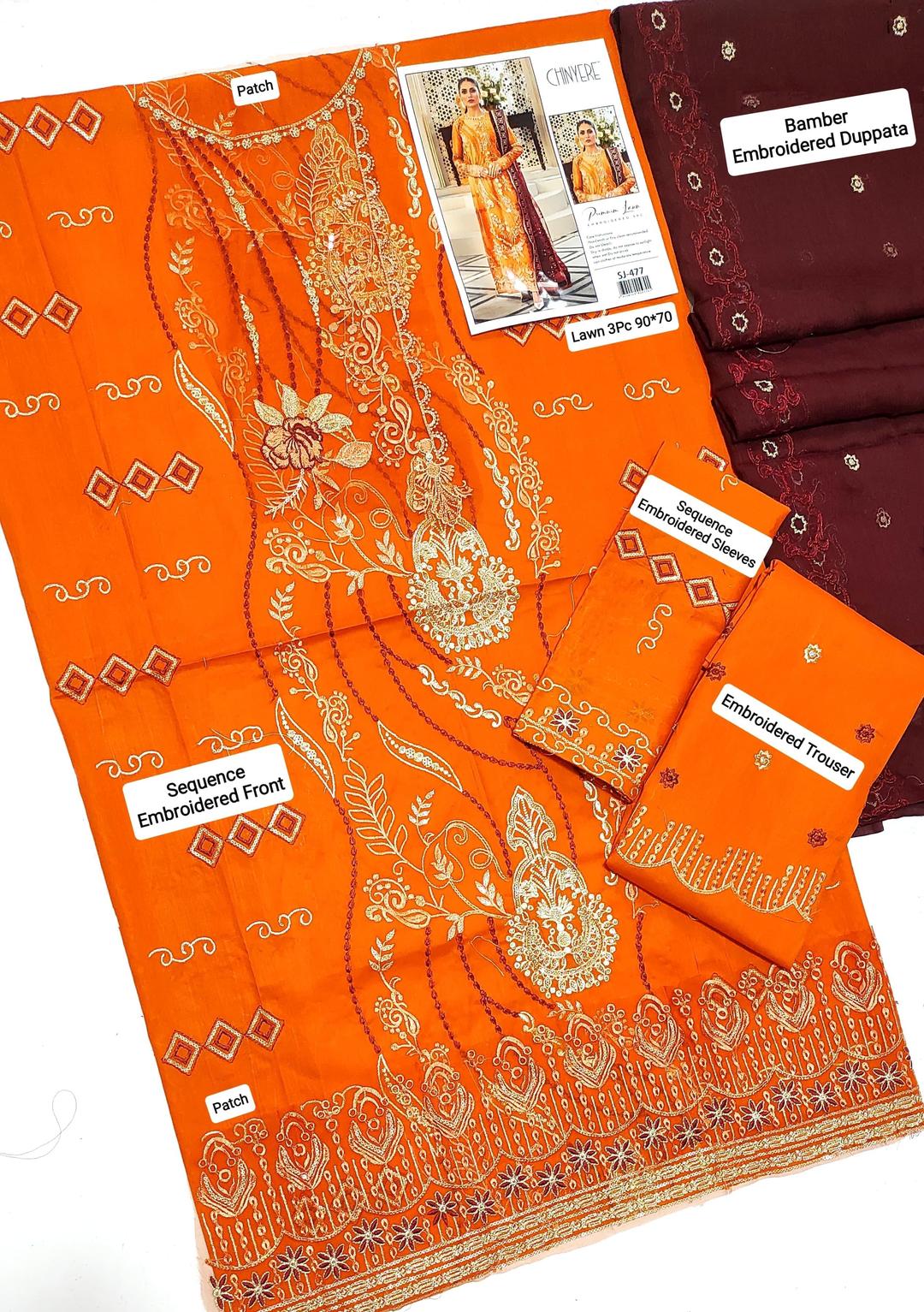 Women's unstitched embroidered dress