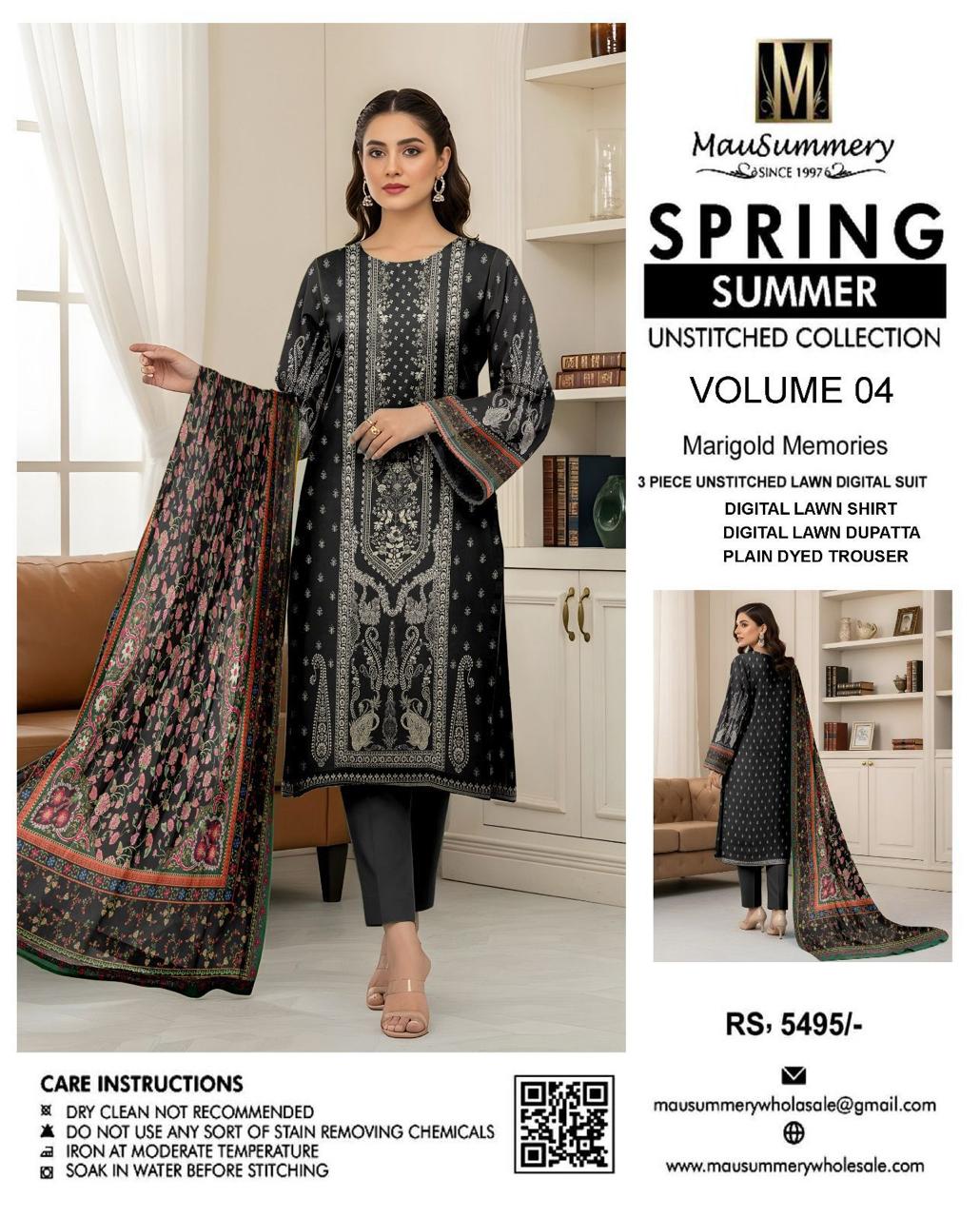 Mausummery,digital lawn shirt, plain dyed trouser,lawn dupatta