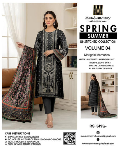 Mausummery,digital lawn shirt, plain dyed trouser,lawn dupatta