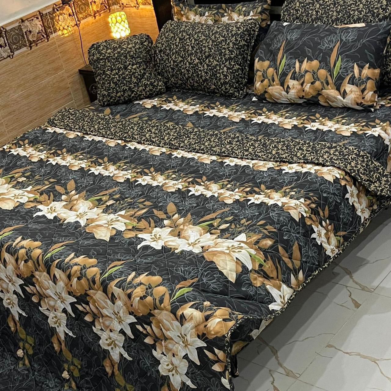 7Pcs Printed Comforter Set, Cotton Mix, 100% Fine Stuff, 22 colors