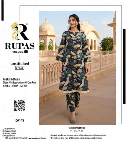 RUPAS, Digital Print Superior Lawn All-Over Print Shirt & Trouser