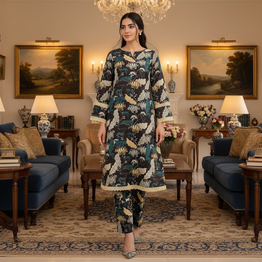 RUPAS, Digital Print Superior Lawn All-Over Print Shirt & Trouser