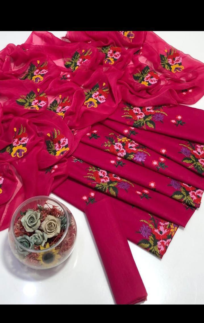 Lawn cotton multi-embroidered unstitched suit