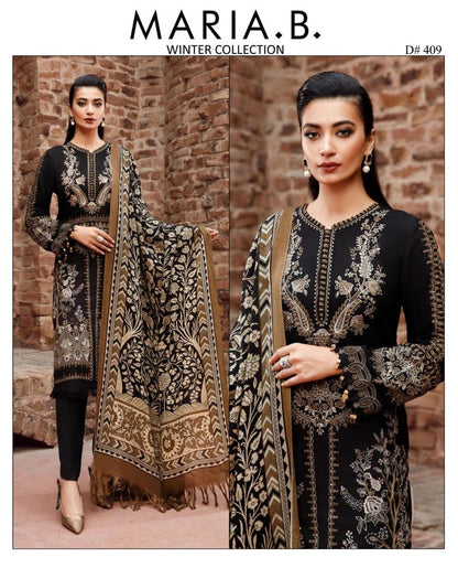 Women's embroidered unstitched dress 3pcs winter collection